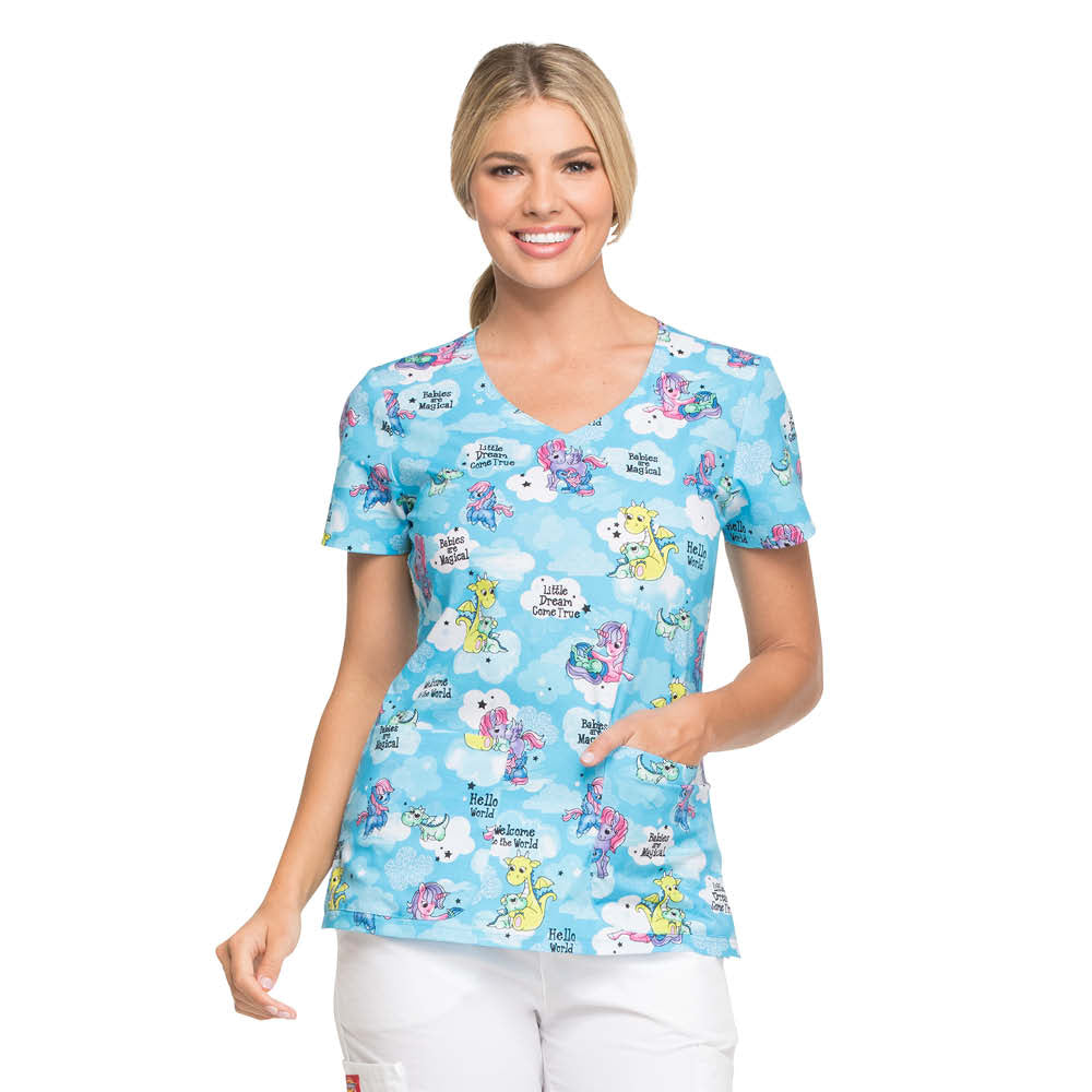 Dickies EDS Woof Woof Woof print scrub top. - Scrubs and Beyond